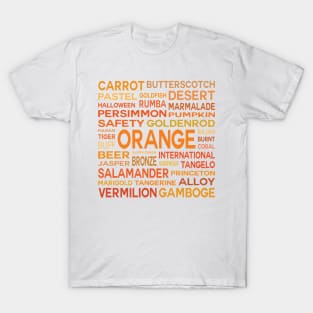 Word Cloud - Shades of Orange (White Background) T-Shirt